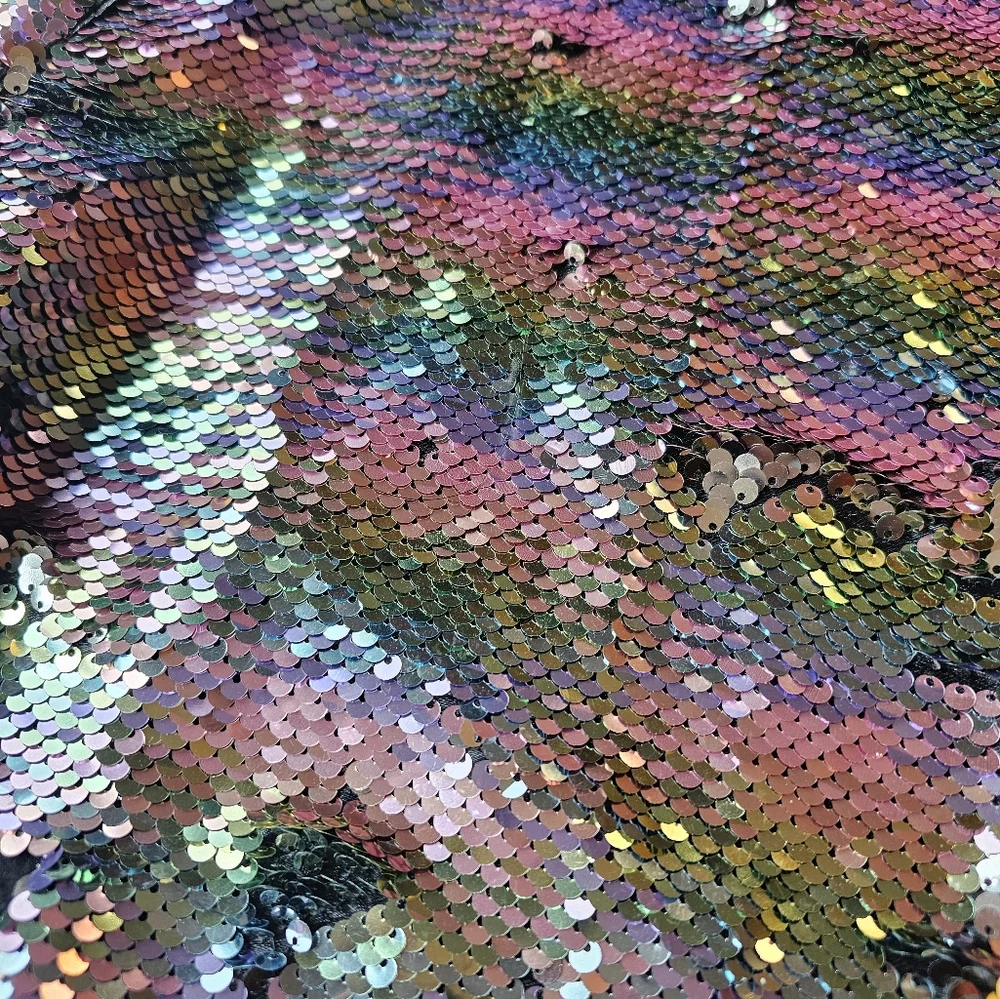 LULAROE ELEGANT STEVIE BOMBER JACKET size XL Rainbow Sequins Zipper Pocket - Picture 5 of 10